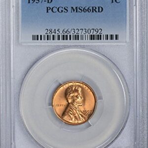 1957-D Lincoln Cent, MS66RD, PCGS