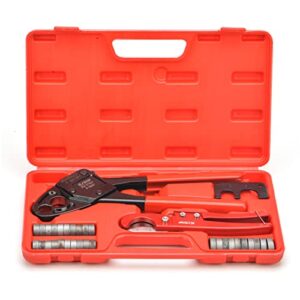 icrimp angle pex crimping tools combo kits for 1/2" & 3/4" pex crimp rings with go/no-go gauge with pex pipe cutter suits for all us f1807 standards copper rings