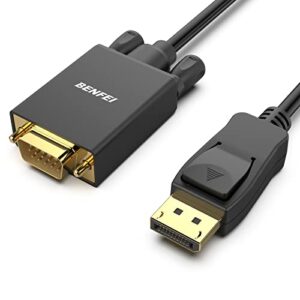 displayport to vga adapter, benfei dp displayport to vga 6 feet cable male to male gold-plated cord compatible for lenovo, dell, hp, asus and other brand