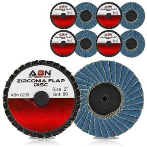 abn sandpaper disc set, 2in - t27 80 grit high density zirconia alumina 10pk round sander flat flap round sanding pads