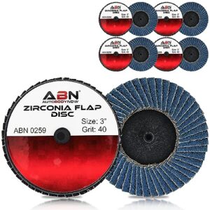 ABN Sandpaper Disc Set, 3in - T27 40 Grit High Density Zirconia Alumina 10pk Round Sander Flat Flap Round Sanding Pads