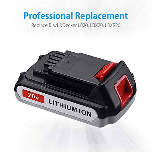 Powerextra 2 Pack 3.6Ah LBXR20 Battery for Black & Decker 20V Battery Max Lithium LB20 LBX20 LST220 LBXR2020-OPE LBXR20B-2 LB2X4020 Cordless Tool Battery