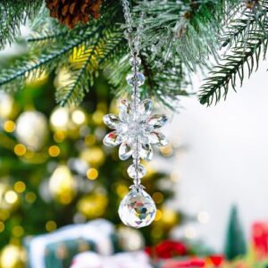 H&D HYALINE & DORA Clear Hanging Crystal Ball Prisms Flower Fengshui Ornament Suncatcher Rear View Mirror Car Charm Decor