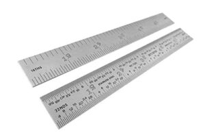 pec tools rigid 6" 4r stainless steel satin chrome machinist engineer ruler scale with markings 1/8, 1/16, 1/32 & 1/64 7506