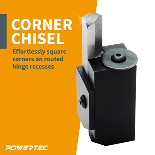 POWERTEC 71036 Squaring Chisel w/Premium Grade HSS Blade | Hinge Recess Corner Wood Chiseling Tool