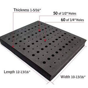 POWERTEC 71046 Router Bit Tray for 110 Bits, 1-5/16” Thick, 50 1/2 inch and 60 1/4 inch Shank Router Bits,Black