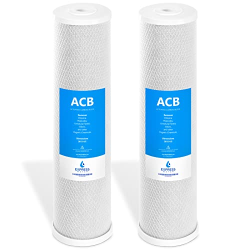 Express Water – 2 Pack Water Filter Activated Carbon Block Replacement Filter – ACB Large Capacity Water Filter – Whole House Filtration – 5 Micron Water Filter – 4.5” x 20” inch