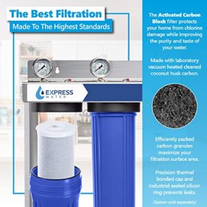 Express Water – 2 Pack Water Filter Activated Carbon Block Replacement Filter – ACB Large Capacity Water Filter – Whole House Filtration – 5 Micron Water Filter – 4.5” x 20” inch