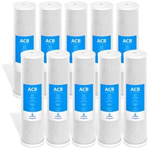 express water – 10 pack water filter activated carbon block replacement filter – acb large capacity water filter – whole house filtration – 5 micron water filter – 4.5” x 20” inch