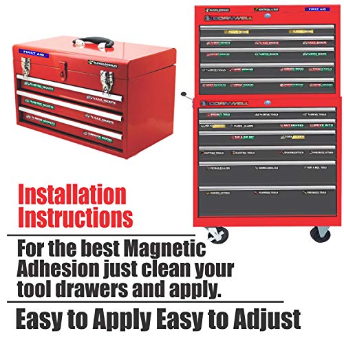 Ultimate Magnetic Tool Box Organizer Labels (Green edition) organize boxes, drawers & cabinets “Quick & Easy”, fits all brands of ‘Steel’ tool chest Craftsman, Snap-on, Mac, Matco & Cornwell …