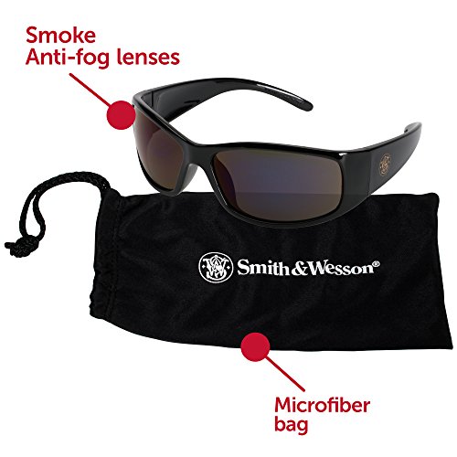 Smith & Wesson Elite Safety Glasses (21303), Smoke Lenses, Black Frame, Unisex Sunglasses for Men and Women