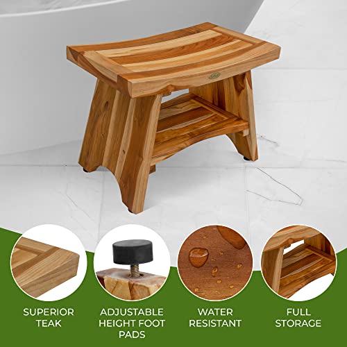 EcoDecors 24 inch Teak Shower Bench - Teak Bench for Shower - Teak Bench - Shower Teak Bench - Teak Wood Shower Bench - Teak Shower Stool - Teak Bench Shower - Teak Shower Bench for Inside Shower