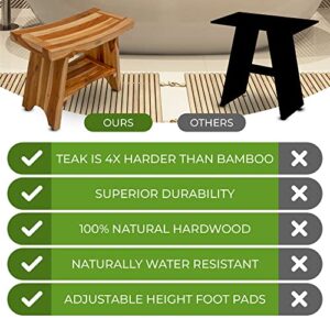 EcoDecors 24 inch Teak Shower Bench - Teak Bench for Shower - Teak Bench - Shower Teak Bench - Teak Wood Shower Bench - Teak Shower Stool - Teak Bench Shower - Teak Shower Bench for Inside Shower