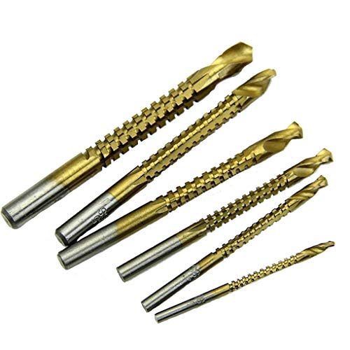 Driak 6pcs HSS Titanium Plated Drill Bit Woodworking Metal Cutting Saw Drill Bit Set 3-8MM