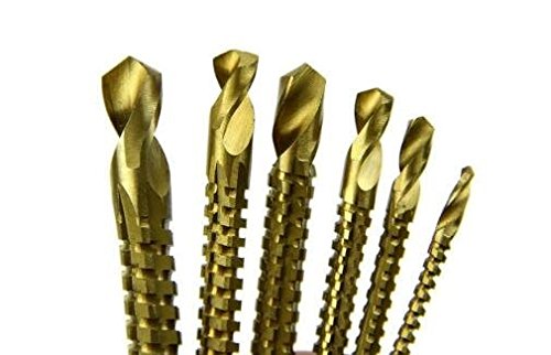 Driak 6pcs HSS Titanium Plated Drill Bit Woodworking Metal Cutting Saw Drill Bit Set 3-8MM