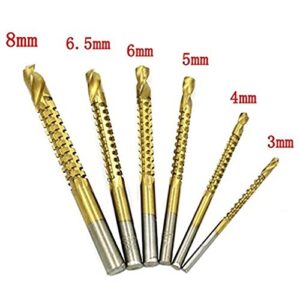 Driak 6pcs HSS Titanium Plated Drill Bit Woodworking Metal Cutting Saw Drill Bit Set 3-8MM