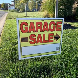 Sunburst Systems 3905 Garage Sale Sign, Assembled with metal U-Stake, Double Sided, 14" x 22" (Including Stakes), 10 Pack