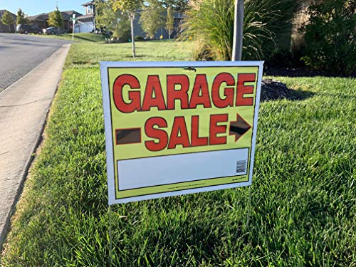 Sunburst Systems 3905 Garage Sale Sign, Assembled with metal U-Stake, Double Sided, 14" x 22" (Including Stakes), 10 Pack