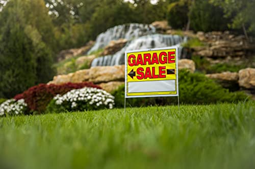 Sunburst Systems 3905 Garage Sale Sign, Assembled with metal U-Stake, Double Sided, 14" x 22" (Including Stakes), 10 Pack