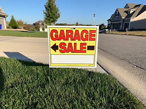 Sunburst Systems 3905 Garage Sale Sign, Assembled with metal U-Stake, Double Sided, 14" x 22" (Including Stakes), 10 Pack