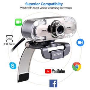 papalook Webcam 1080P Full HD PC Skype Camera, PA452 Web Cam with Microphone, Video Calling and Recording for Computer Laptop Desktop, Plug and Play USB Camera for YouTube, Compatible with Windows