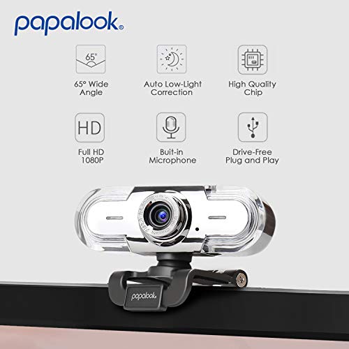 papalook Webcam 1080P Full HD PC Skype Camera, PA452 Web Cam with Microphone, Video Calling and Recording for Computer Laptop Desktop, Plug and Play USB Camera for YouTube, Compatible with Windows