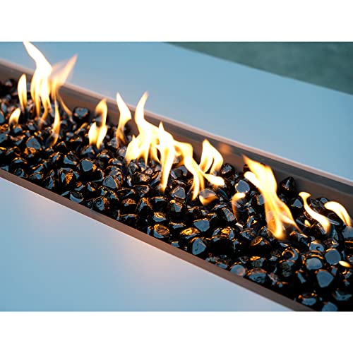 onlyfire 10-Pounds Fire Glass Diamonds for Propane Fire Pit, 1 Inch Reflective Firepit Glass Rocks Stones for Gas Fireplace and Fire Pit Table, Onyx Black