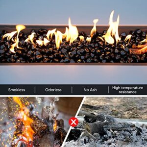 onlyfire 10-Pounds Fire Glass Diamonds for Propane Fire Pit, 1 Inch Reflective Firepit Glass Rocks Stones for Gas Fireplace and Fire Pit Table, Onyx Black