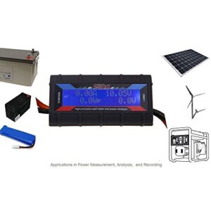 RGBZONE 150 Amps Power Analyzer, High Precision RC Watt Meter with Digital LCD Screen for RC, Battery, Solar, Wind Power