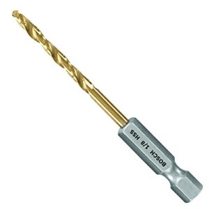 bosch ti2135im 1-piece 1/8 in. x 2-3/4 in. titanium nitride coated metal drill bit impact tough with impact-rated hex shank ideal for heavy-gauge carbon steels, light gauge metal, hardwood