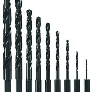 BOSCH BL9IM 9-Piece Assorted Set Black Oxide Metal Drill Bits Impact Tough with Impact-Rated Hex Shank for Applications in Steel, Copper, Aluminum, Brass, Oak, MDF, Pine, PVC and More