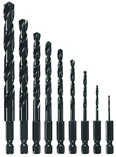 BOSCH BL9IM 9-Piece Assorted Set Black Oxide Metal Drill Bits Impact Tough with Impact-Rated Hex Shank for Applications in Steel, Copper, Aluminum, Brass, Oak, MDF, Pine, PVC and More