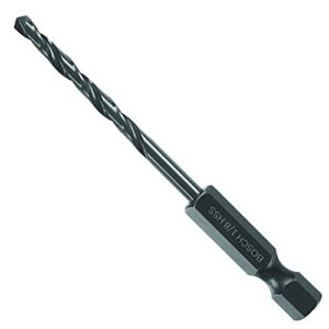 bosch bl2135im 1-piece 1/8 in. x 2-3/4 in. black oxide metal drill bit impact tough with impact-rated hex shank for applications in steel, copper, aluminum, brass, oak, mdf, pine, pvc and more