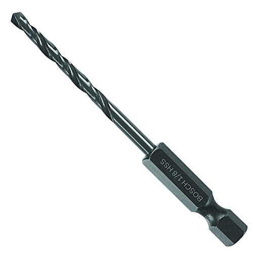 BOSCH BL2135IM 1-Piece 1/8 In. x 2-3/4 In. Black Oxide Metal Drill Bit Impact Tough with Impact-Rated Hex Shank for Applications in Steel, Copper, Aluminum, Brass, Oak, MDF, Pine, PVC and More