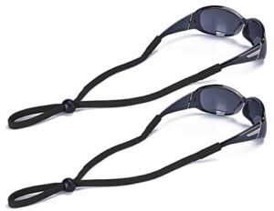 shinkoda sports glasses straps fabric adjustable sunglass retainer cords eyeglass holder strap sunglasses lanyard for men women and kids - pack of 2, black