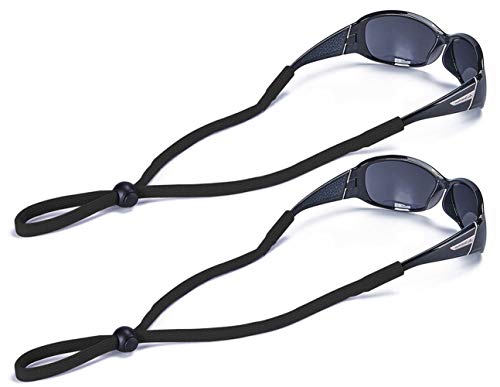 SHINKODA Sports Glasses Straps Fabric Adjustable Sunglass Retainer Cords Eyeglass Holder Strap Sunglasses Lanyard for Men Women and Kids - Pack of 2, Black