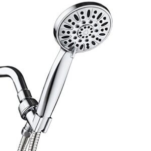 aquadance 3316 high pressure 6-setting 4" chrome face hand held head with hose for the ultimate shower experience officially independently tested to meet strict us quality & performance standards