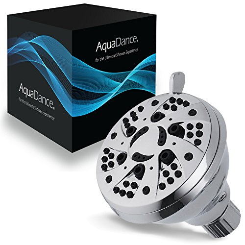 AquaDance Chrome Finish 6-Setting Shower Head for Maximum Power. Enjoy 2.5 gpm Spiral High Performance Luxury Even Under Low Water Pressure