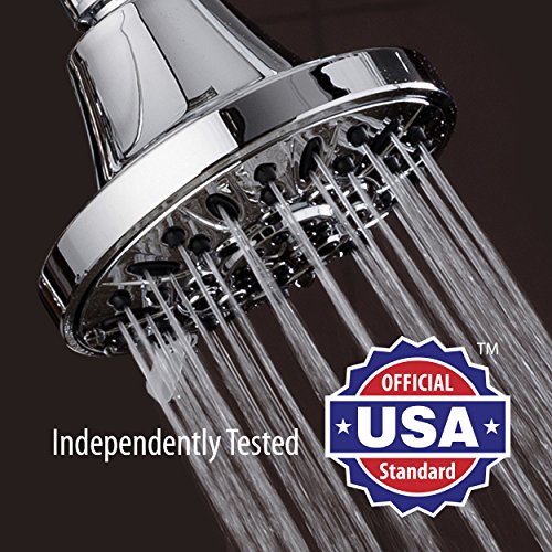 AquaDance Premium High Pressure 6-setting 4-Inch Shower Head for the Ultimate Shower Spa Experience! Officially Independently Tested to Meet Strict US Quality & Performance Standards!