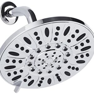 AquaDance Chrome High Pressure 6-Setting, 7" Rainfall Shower Head – Tested to Meet US Quality Standards, Angle-Adjustable, with Tool-Free Installation Finish