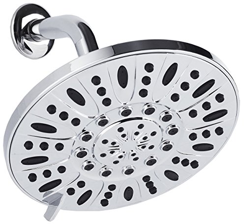 AquaDance Chrome High Pressure 6-Setting, 7" Rainfall Shower Head – Tested to Meet US Quality Standards, Angle-Adjustable, with Tool-Free Installation Finish