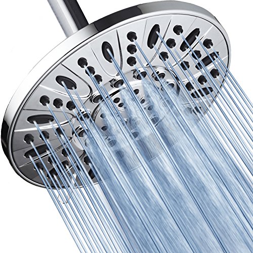 AquaDance Chrome High Pressure 6-Setting, 7" Rainfall Shower Head – Tested to Meet US Quality Standards, Angle-Adjustable, with Tool-Free Installation Finish