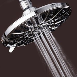 AquaDance Chrome High Pressure 6-Setting, 7" Rainfall Shower Head – Tested to Meet US Quality Standards, Angle-Adjustable, with Tool-Free Installation Finish