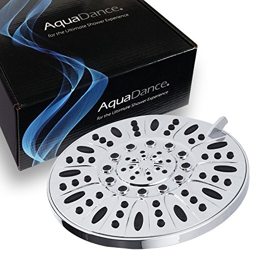 AquaDance Chrome High Pressure 6-Setting, 7" Rainfall Shower Head – Tested to Meet US Quality Standards, Angle-Adjustable, with Tool-Free Installation Finish