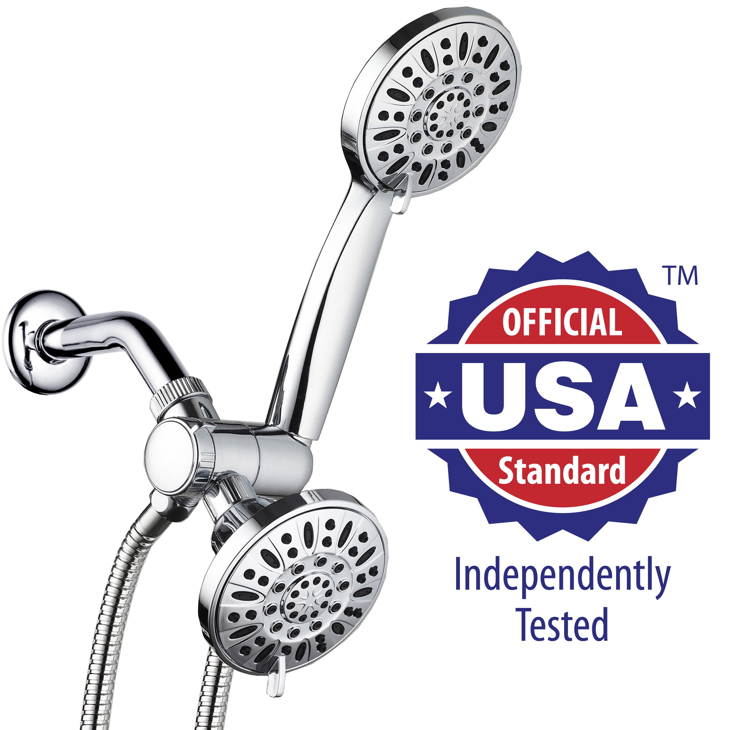 AquaDance Total Chrome Premium High Pressure 48-setting 3-Way Combo for The Best of Both Worlds – Enjoy Luxurious 6-setting Rain Shower Head and 6-Setting Hand Held Shower Separately or Together