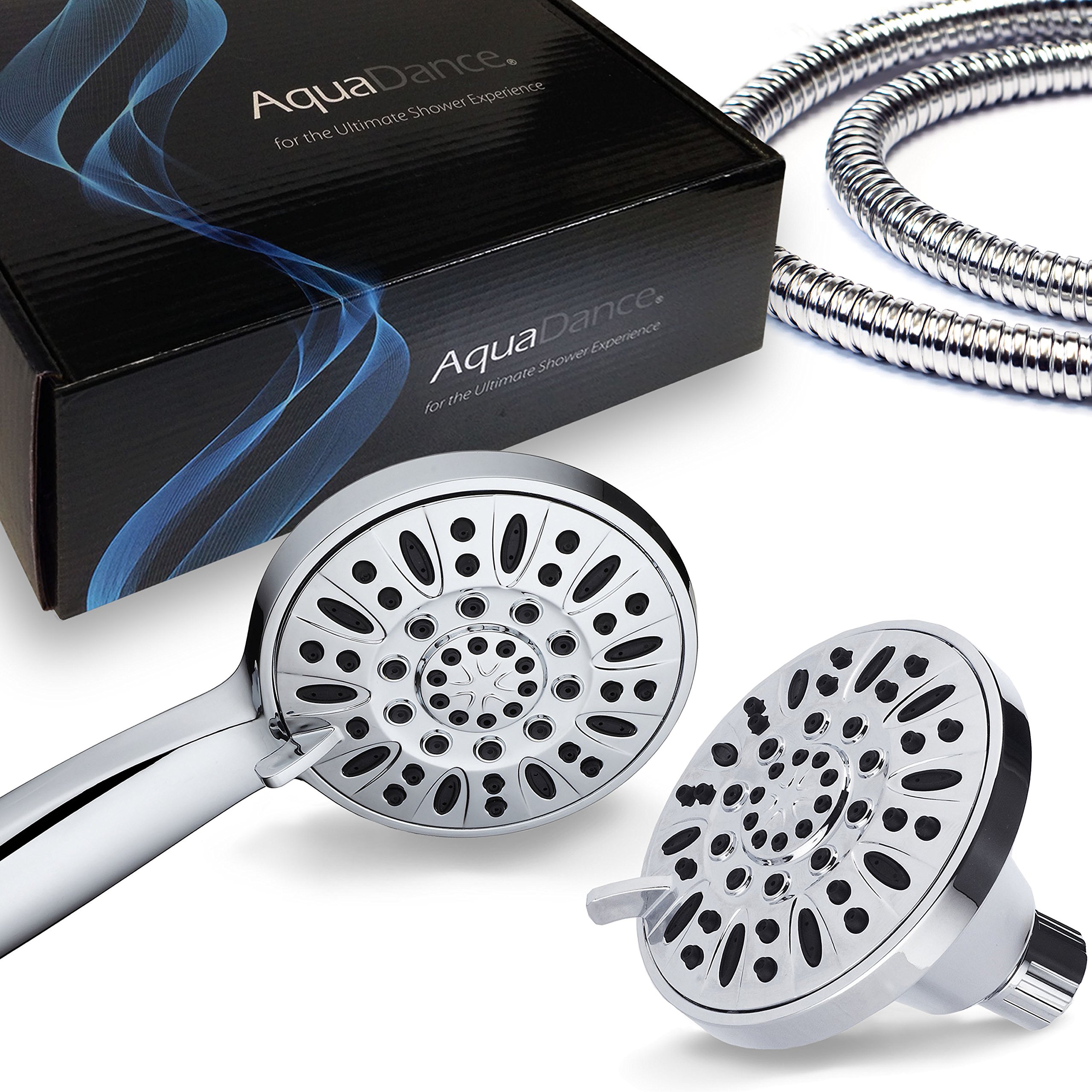 AquaDance Total Chrome Premium High Pressure 48-setting 3-Way Combo for The Best of Both Worlds – Enjoy Luxurious 6-setting Rain Shower Head and 6-Setting Hand Held Shower Separately or Together