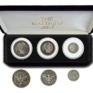 1892 Various Mint Marks Barber Three Coin Set Various Grades