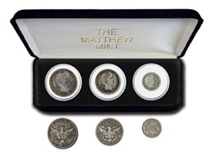 1892 various mint marks barber three coin set various grades
