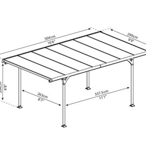 Palram Verona 5000 Carport and Patio Cover - 16' x 10