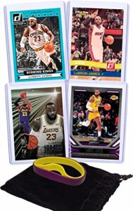 lebron james (4) assorted basketball cards bundle - lakers, cavaliers, heat trading cards - mvp # 23